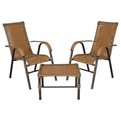 Conjunto De Mesa De Centro E 2 Cadeiras Bela Para área Externa Caramelo