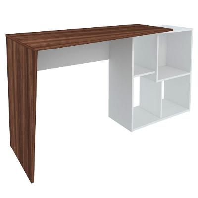 Mesa Escrivaninha 2 Em 1 Com Nichos Arbo A06 Ipê/branco - Mpozenato