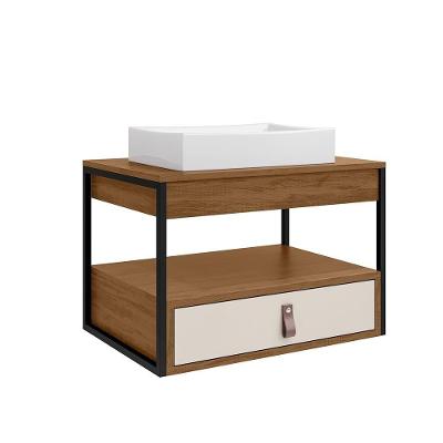 Gabinete Para Banheiro Harley Com 1 Gaveta E Cuba Dalla Preto/canela/off White
