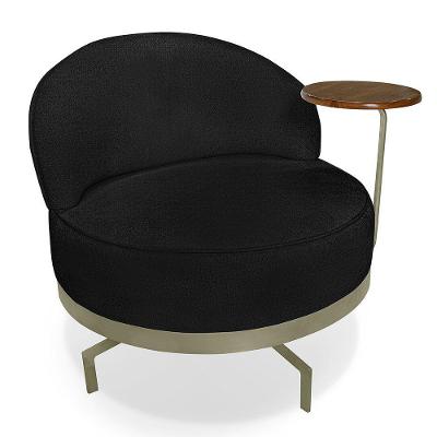 Poltrona Decorativa Andromeda Linho Bouclê Base Giratória De Ferro - Pallazio Cor Preto