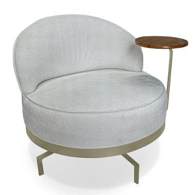 Poltrona Decorativa Andromeda Linho Bouclê Base Giratória De Ferro - Pallazio Cor Cinza Claro