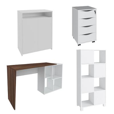 Conjunto Escritório Home Office 4 Peças Look A06 Branco-ipê-branco - Mpozenato