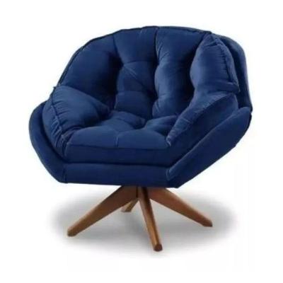 Poltrona Decorativa Califórnia Com Base Giratória Veludo - Ssx Multicoisas Cor Azul Marinho