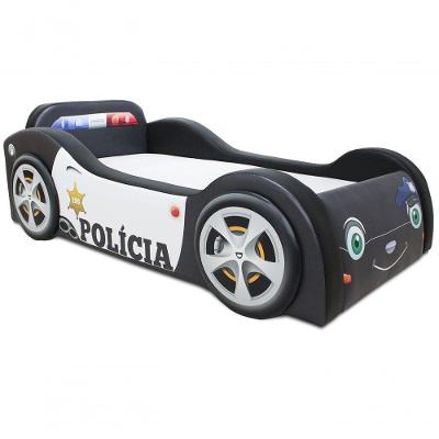 Mini Cama Baby Policia Com Rodas Sobrepostas Estofada Tamanho:mini