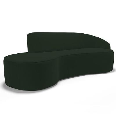 Sofá Living 3 Lugares 210cm Braço Direito Mozart D06 Veludo Verde - Mpozenato