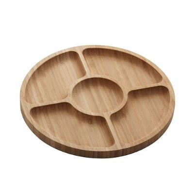 Petisqueira De Bambu Com 5 Divisórias 30cm Redonda
