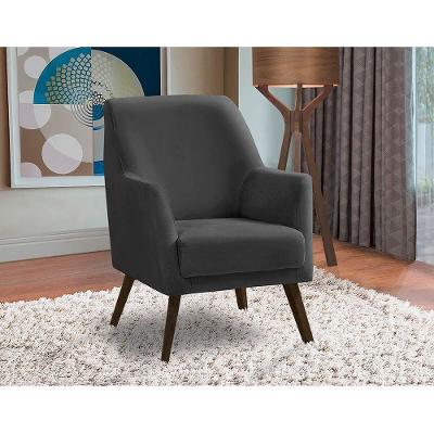 Poltrona Decorativa Sala De Jantar Magali Lisa Veludo Cinza Grafite Lansofbr