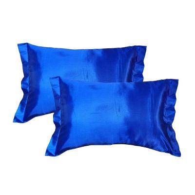 Par Fronhas Cetim Seda Luxo Antifrizz 50x70cm - Magic Enxovais Azul Royal