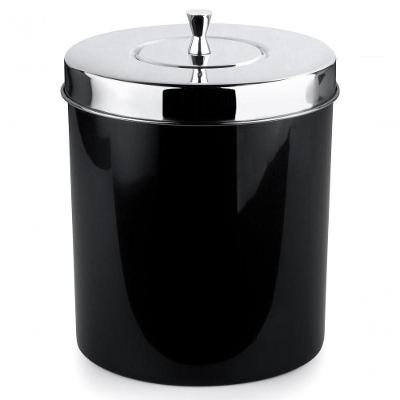 Lixeira 5 Litros Banheiro Cozinha Preto Tampa Aço Inox Forma