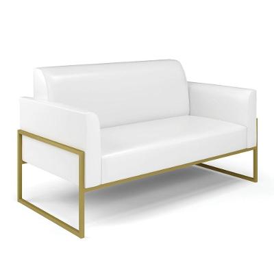 Sofá Namoradeira Base Industrial Alta Dourado Marisa Corano D03 - D\'rossi Cor Branco