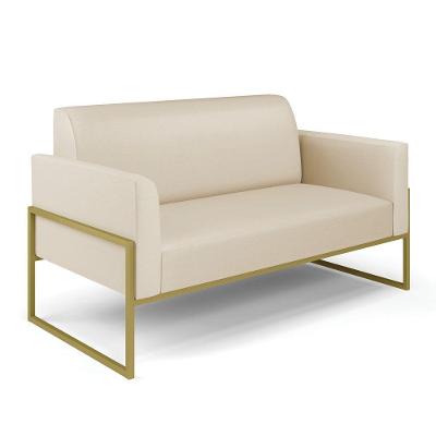 Sofá Namoradeira Base Industrial Alta Dourado Marisa Corino D03 - D\'rossi Cor Bege