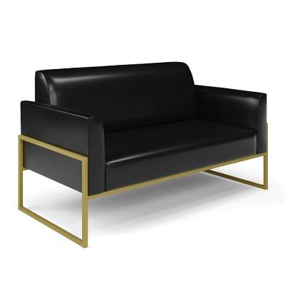 Sofá Namoradeira Base Industrial Alta Dourado Marisa Corano Preto D03 - D\'rossi