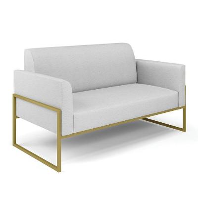 Sofá Namoradeira Base Industrial Alta Dourado Marisa Linho D03 - D\'rossi Cor A05 Cinza
