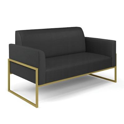 Sofá Namoradeira Base Industrial Alta Dourado Marisa Corino D03 - D\'rossi Cor Preto