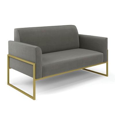 Sofá Namoradeira Base Industrial Alta Dourado Marisa Suede D03 - D\'rossi Cor Grafite