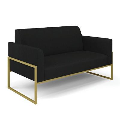 Sofá Namoradeira Base Industrial Alta Dourado Marisa Linho D03 - D\'rossi Cor A79 Preto
