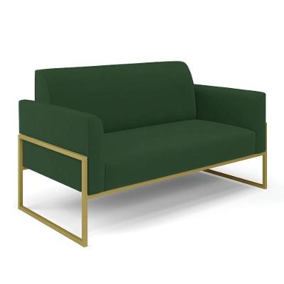 Sofá Namoradeira Base Industrial Alta Dourado Marisa Veludo D03 - D\'rossi Cor Verde