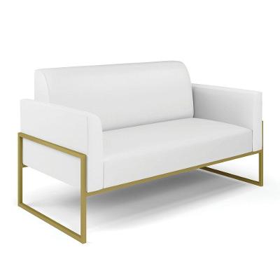 Sofá Namoradeira Base Industrial Alta Dourado Marisa Corino D03 - D\'rossi Cor Branco