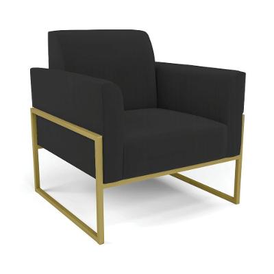 Poltrona Base Industrial Alta Dourado Marisa Veludo D03 - D\'rossi Cor Preto
