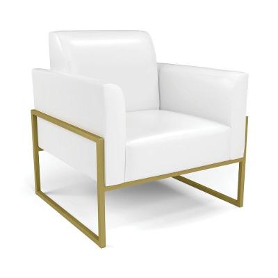 Poltrona Base Industrial Alta Dourado Marisa Corano D03 - D\'rossi Cor Branco