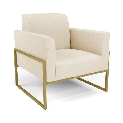Poltrona Base Industrial Alta Dourado Marisa Linho Bege A19 D03 - D\'rossi