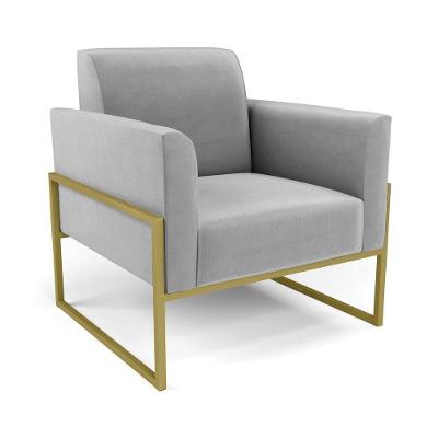 Poltrona Base Industrial Alta Dourado Marisa Suede D03 - D\'rossi Cor Cinza
