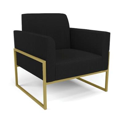 Poltrona Base Industrial Alta Dourado Marisa Linho Preto A79 D03 - D\'rossi