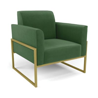Poltrona Base Industrial Alta Dourado Marisa Suede D03 - D\'rossi Cor Verde