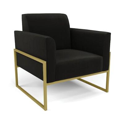 Poltrona Base Industrial Alta Dourado Marisa Suede D03 - D\'rossi Cor Preto