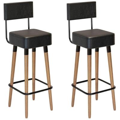 Kit 2 Banquetas Para Bancada Estofada Bariloche Preto