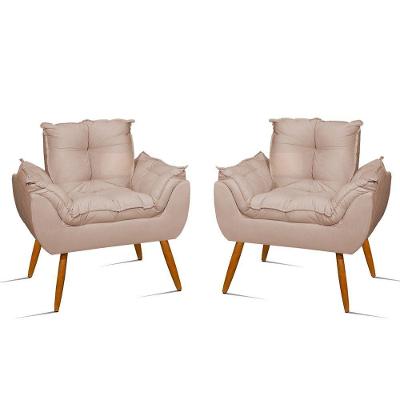 Kit 2 Poltronas Decorativa Opala Para Quarto Sala De Estar Cor:bege