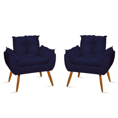 Kit 2 Poltronas Para Quarto Sala Recepção – Jl Decor Cor:azul Marinho