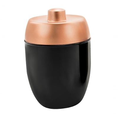 Porta Algodão Cotonete Hastes Preto Tampa Cobre Forma Lavabo