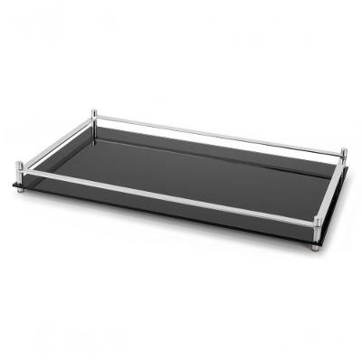 Bandeja Decorativa Aparador De Vidro Preto Grande 54x32 Bar