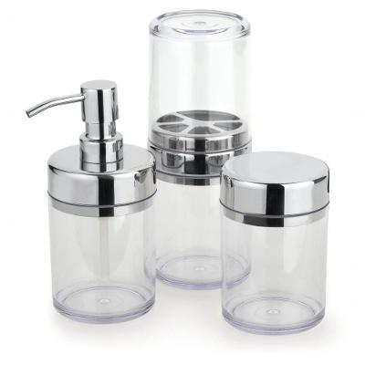 Kit Banheiro Acessórios Lavabo Acquaset Transparente 3 Peças