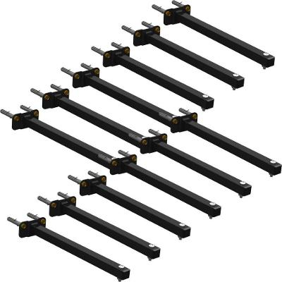 12 Suportes Refletor Base Reta Braço 20 Cm 12 Cjts - Preto