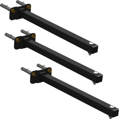 03 Suportes Refletor Base Reta Braço 20 Cm 3 Cjts - Preto