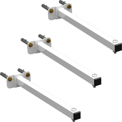 03 Suportes Refletor Base Reta Braço 100 Cm 3 Cjts - Branco