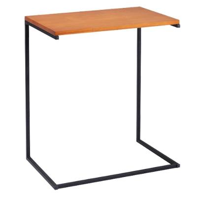 Mesa Lateral De Apoio Base Aço Preto I20 Mell Madeira Taeda Dmobiliario Mell