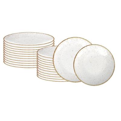 Jogo De Pratos Rústico 24 Peças Marrom Em Porcelana Decorada - Tramontina