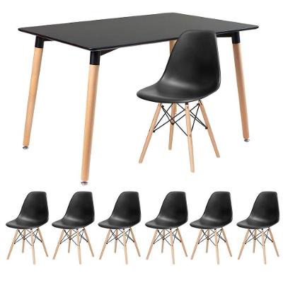 Mesa De Jantar Retangular Eames 80 X 120 Cm Preto + 6 Cadeiras Eiffel Dsw Preto