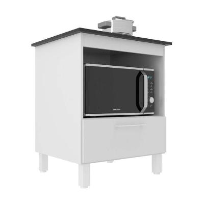 Balcão Para Cooktop Standart 4 Bocas 1 Porta Mdp J Carvalho Branco/tampo Preto