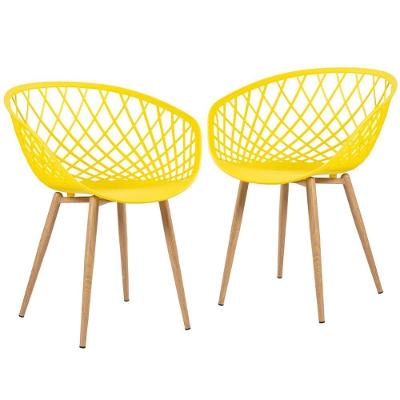 Kit - 2 X Cadeiras Clarice Nest Com Apoio De Braços - Sidera - Amarelo