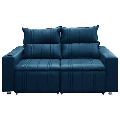 Sofá 2 Lugares Retrátil E Reclinável Madri 1,50m C/molas - Veludo Azul