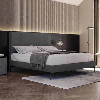 Base Bi Partida Slim Casal Em Linho Com Cabeceira Skybox Cor Preto