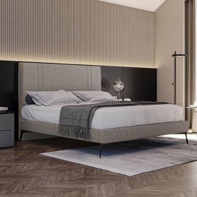 Base Bi Partida Slim Casal Em Linho Com Cabeceira Skybox Cor Marrom