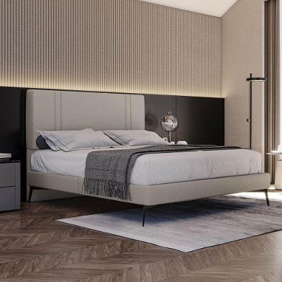 Base Bi Partida Slim Casal Em Linho Com Cabeceira Skybox Cor Bege