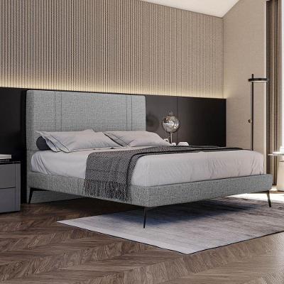 Base Bi Partida Slim Casal Em Linho Com Cabeceira Skybox Cor Cinza