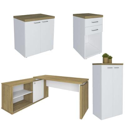 Conjunto Escritório Home Office 4 Peças Sharp A06 Olmo-branco - Mpozenato