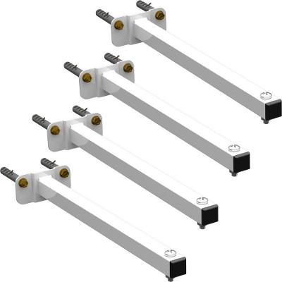 04 Suportes Refletor Base Reta Braço 100 Cm 4 Cjts - Branco